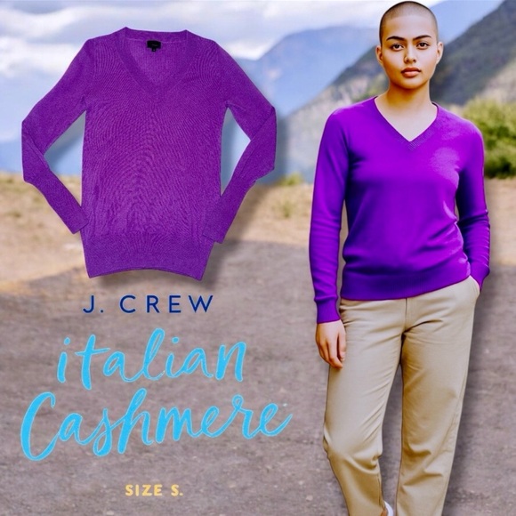 J.CREW COLLECTION Violet Italian Cashmere V-Neck Quiet Luxury Old Money S - Picture 1 of 16